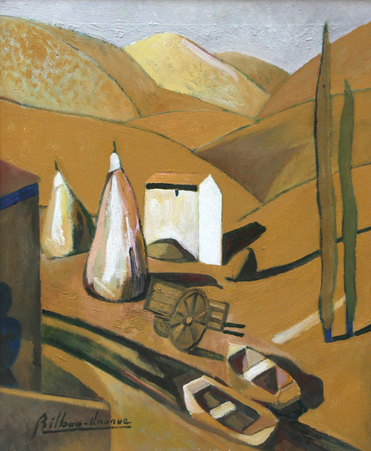 08 Barcas y montanas o.s.l. 38x46cm