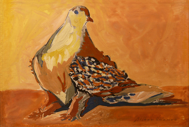 18 Paloma en estado de alerta Gouache 20 x 14cm.