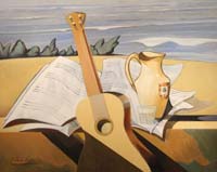 03 Guitarra con partituras 100 x 81cm.
