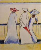 09 Damas en el balcon Acuarela 23 x 28cm.