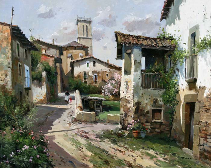 Pueblo de Olot- Spain - Oleo s.lienzo 81x65cm.