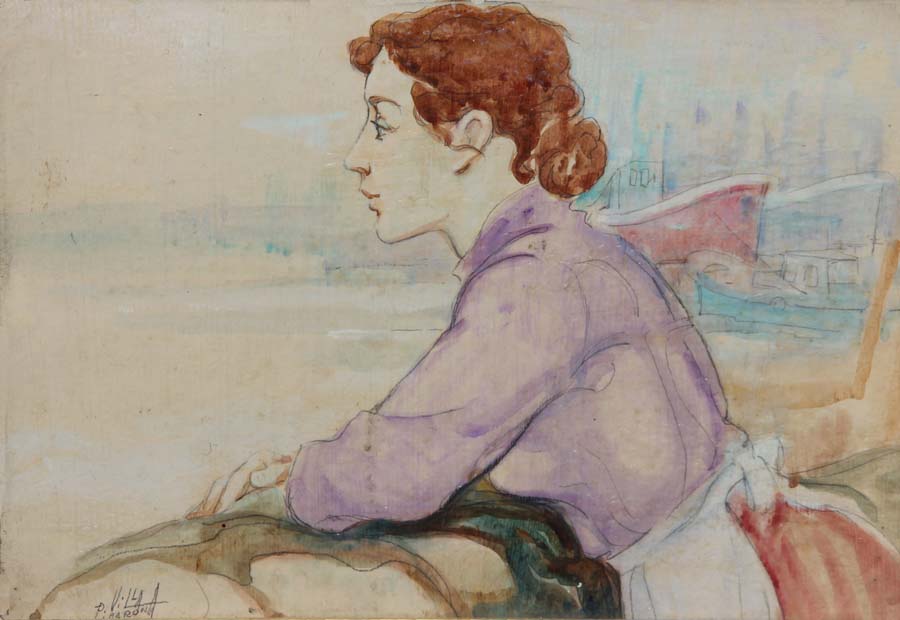 08 Neska recostada en el puerto t.m  25x35cm.