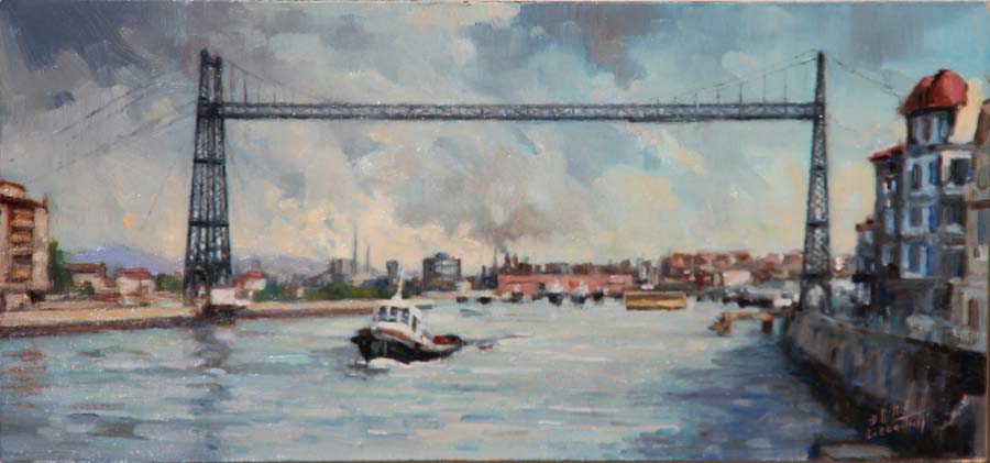 18 Puente colgante- Bilbao O.l. 35x17 cm.