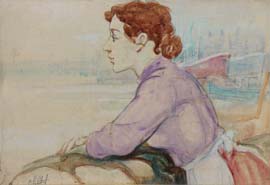 08 Neska recostada en el puerto t.m  25x35cm.