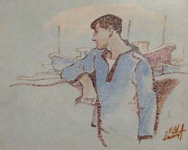 09 31x24-Arrantzal en el puerto t.m 27x35 cm.