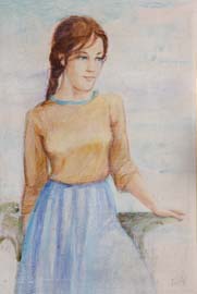 19 Neska en el puerto t.m 51x36 cm.