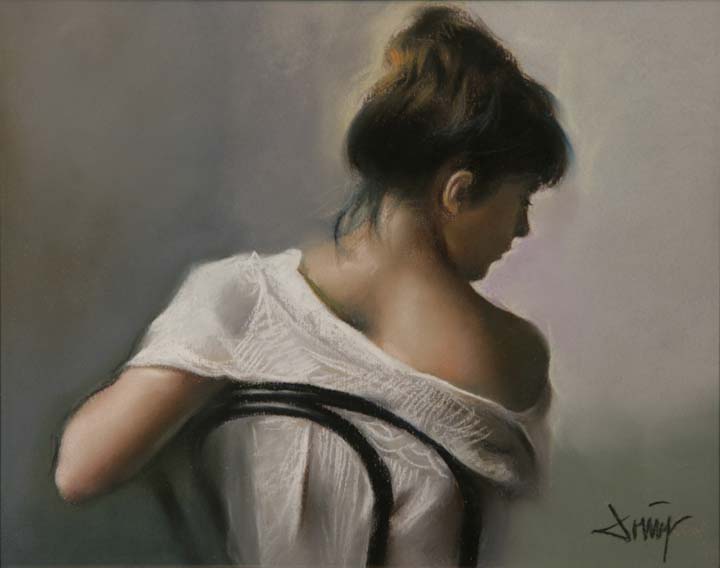 19 Posando en la silla Pastel 27x22cm.