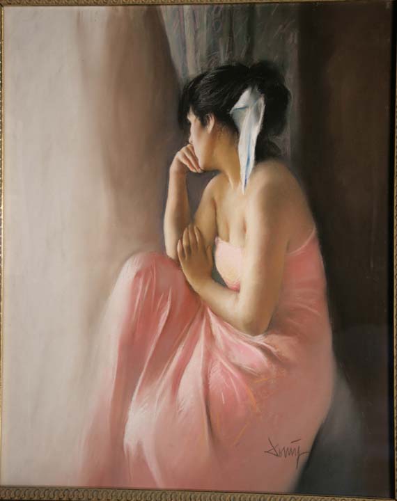 27 Dama pensativa Pastel 61x50cm.
