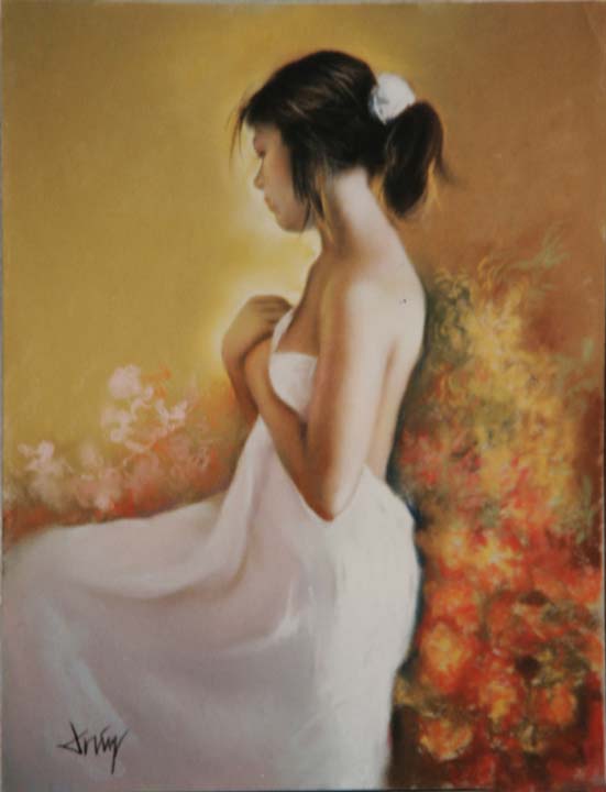 31 Modelo en el jardin Pastel 35x27cm.