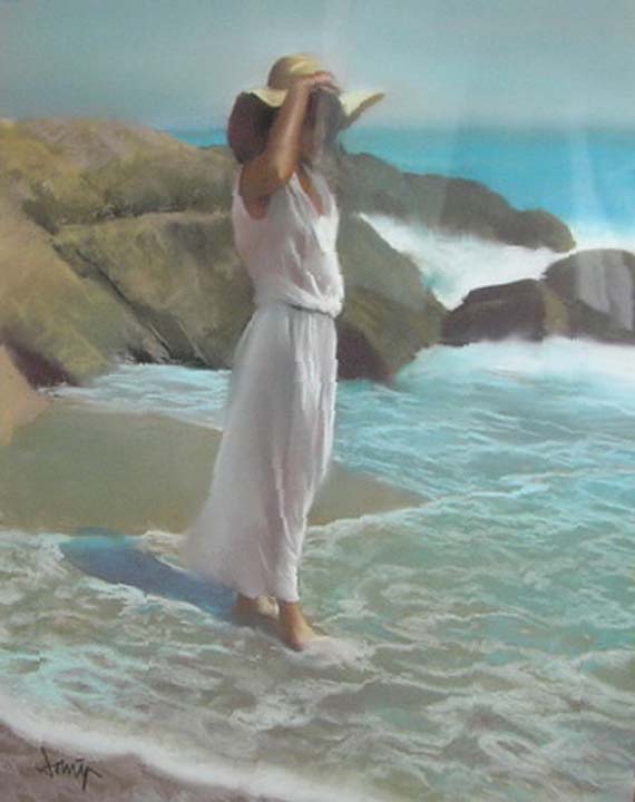 35 La dama del sombrero Pastel 61x50cm.