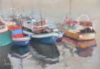 04 Barcas en reposo Pastel 32x23cm.
