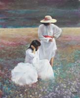 24 Modelos en campos de amapolas y flores Pastel  61x50cm.