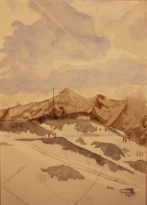 09- 24 23x32cm. En el teleferico de Fuente De Potes.