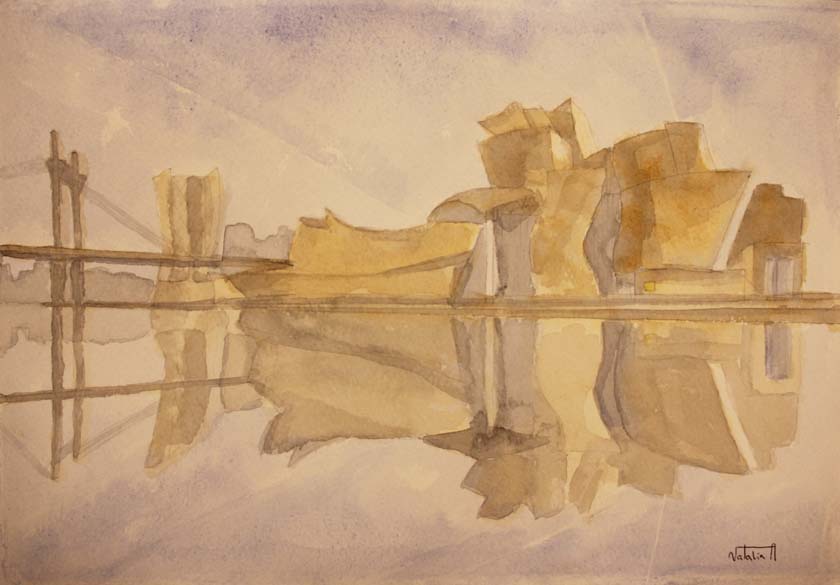 16- 17- 30x40cm. Resplandor en el Guggenheim Bilbao