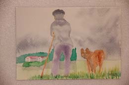 11- 22 16x23cm. un pastor con su perro