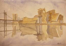 16- 17- 30x40cm. Resplandor en el Guggenheim Bilbao