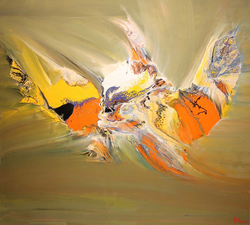 13 La angula en el desove. Acrilico sobre madera. 100x90 cm.