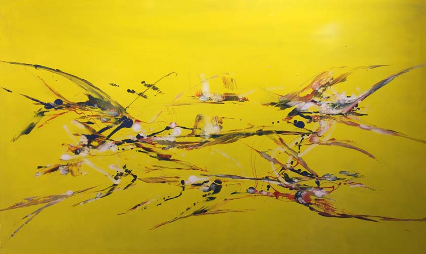 16 Aves migratorias. Acrilico sobre madera. 150x90 cm.