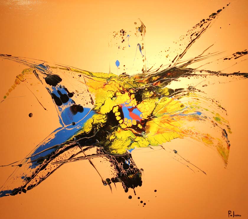 25 Acrilico sobre madera. Ave colorista 75x85 cm.