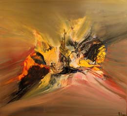 21 Acrilico sobre madera. Composicion planetaria. 90x110 cm.