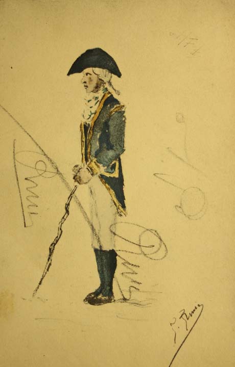 11- 11 Caballero guardia francesa Litografia 190x125 mm.