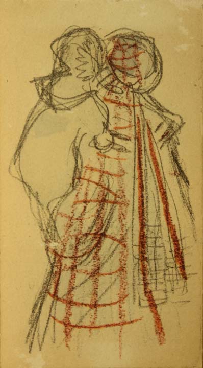 23- 23 Estudio coloreado pareja Litografia 102x58 mm.