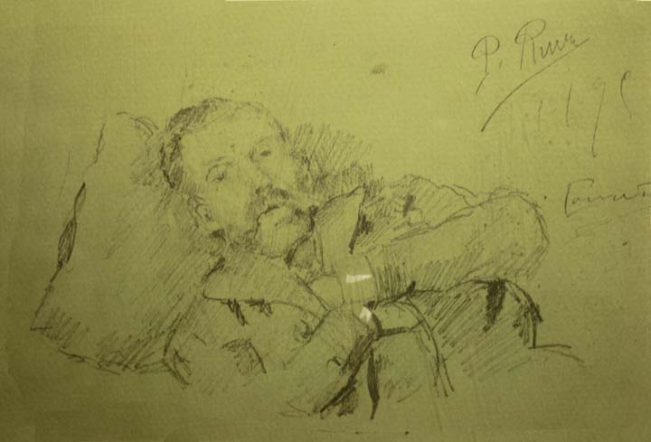 28- 28 Caballero Barbado en reposo Litografia 190x125 mm.