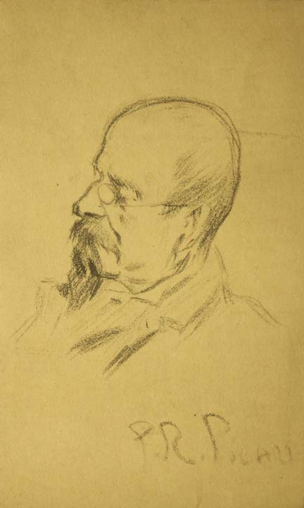 40- 40 Busto de caballero con gafas Litografia 170x103 mm.