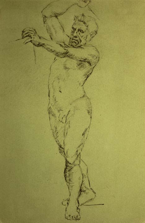 42- 42 Estudio desnudo masculino Litografia 190x125 mm.