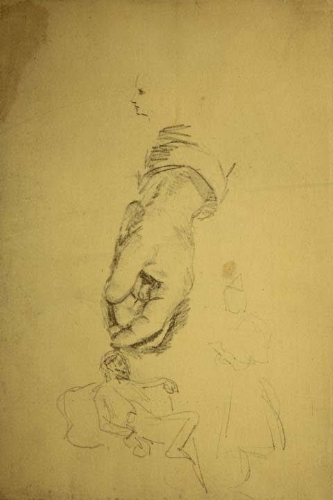 44- 44 Estudio de mano y figuras Litografia 190x125 mm.