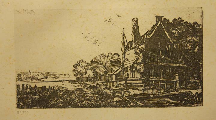 52- 06- 339 Mansion con arbolado Aguafuerte 807x162 mm.