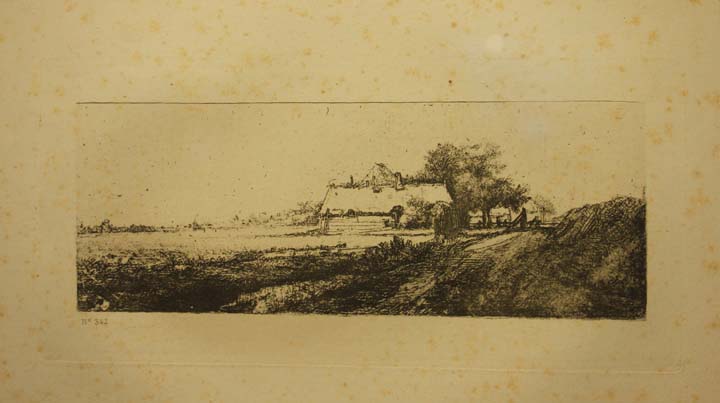 56- 10- 342 Casa de campo con arboles Aguafuerte 750x203 mm.