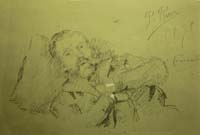 28- 28 Caballero Barbado en reposo Litografia 190x125 mm.