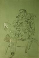 46- 46 Boceto de caballero sentado en silla Litografia 190x125 mm.