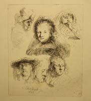 53- 07 Estudio de la cabeza de Saskia 1636 Aguafuerte 150x123 mm.