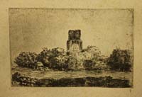 60- 14- 338 Torre entre arbolado Aguafuerte 980x150 mm.