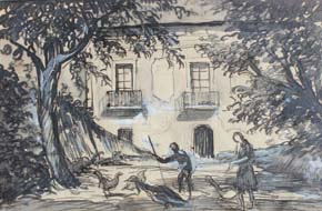 05 Recogiendo las ocas- Dibujo acuarela 10x15cm.