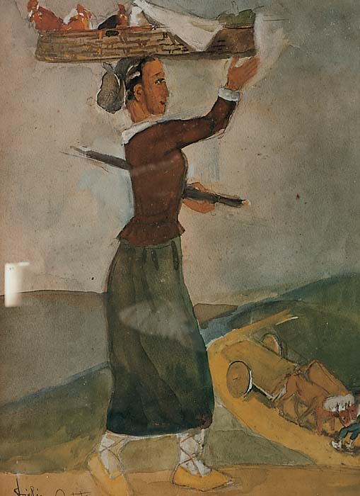 50x65 Neska con pollos