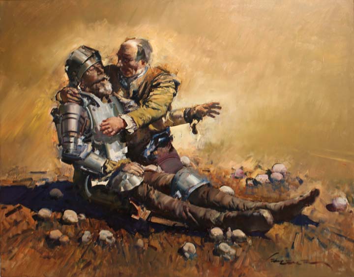 01 El Quijote y Sancho o.l  92x73cm.