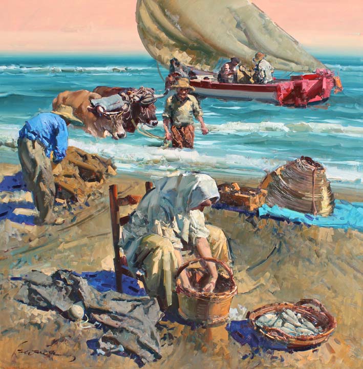 05 Bueyes en el mar o.l. 100x100cm.