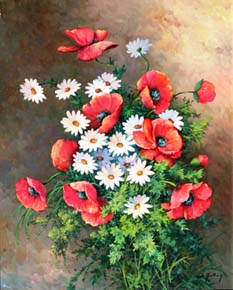 02 Ramo margaritas y amapolas 38x46cm