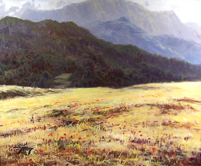 Paisaje en amarillos O.l. 55x46 cm.