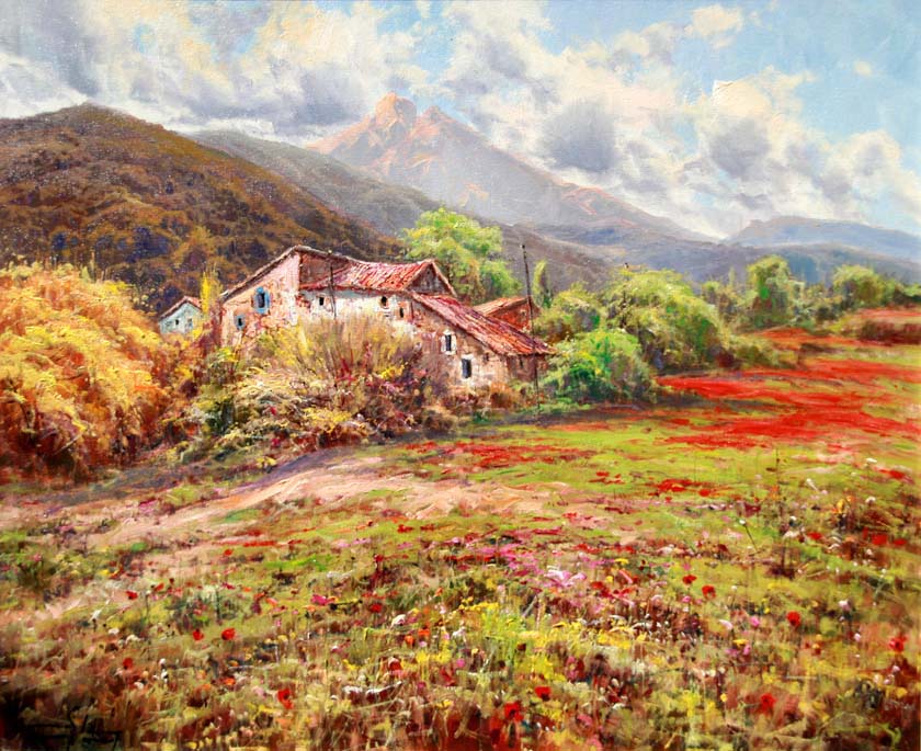 Paisaje en primavera O.l. 73x60 cm.