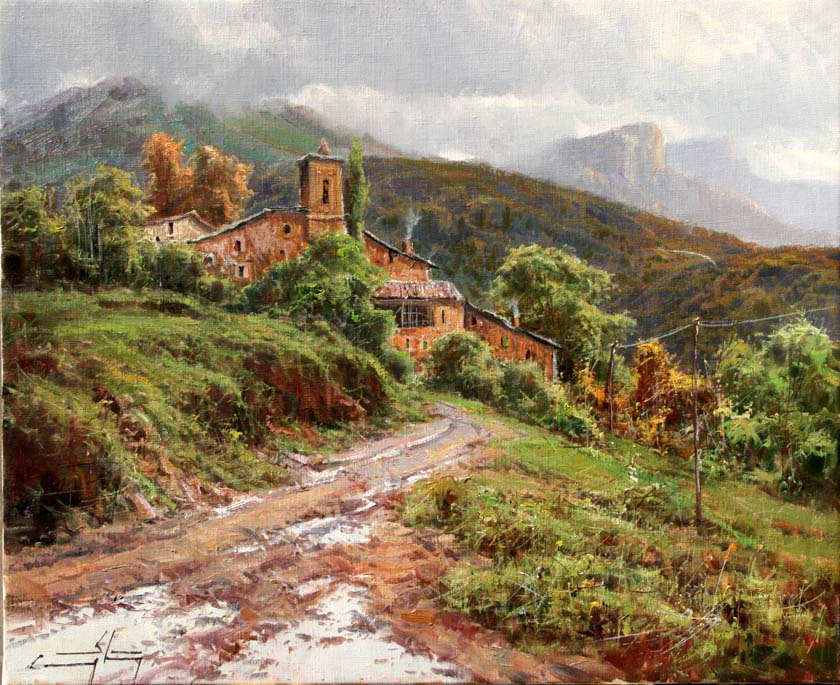 Paisaje lluvioso-Huesca O.l. 61x50 cm.