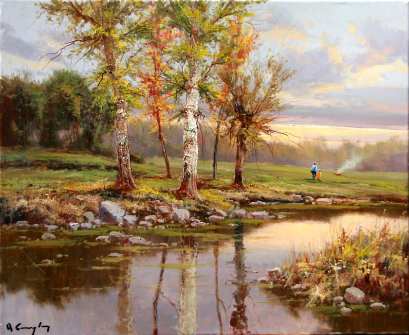 Quemando rastrojos O.l. 61x50 cm.