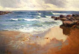 Mirando al mar Sopelana -Vizcaya O.l. 73x50 cm.