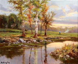 Quemando rastrojos O.l. 61x50 cm.