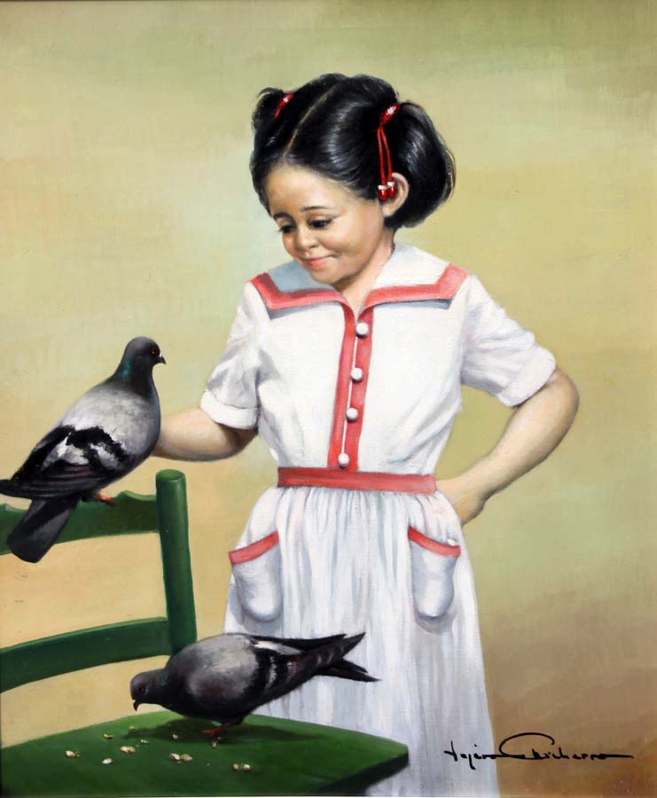 13- 73x60-Nina con palomas.