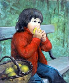 09- 55x46-Nina cesto manzanas.