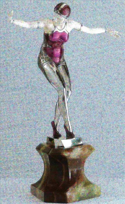 78M Preiss Moran Cabaret 45x18cm. esmaltado y plateado con mafil